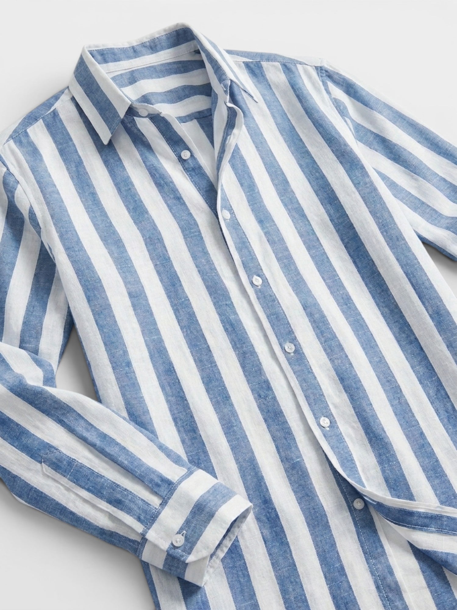 Men’s Linen Blend Striped Shirt Relaxed Summer Fit SnugBubs Australia
