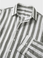 Men’s Linen Blend Striped Shirt Relaxed Summer Fit SnugBubs Australia