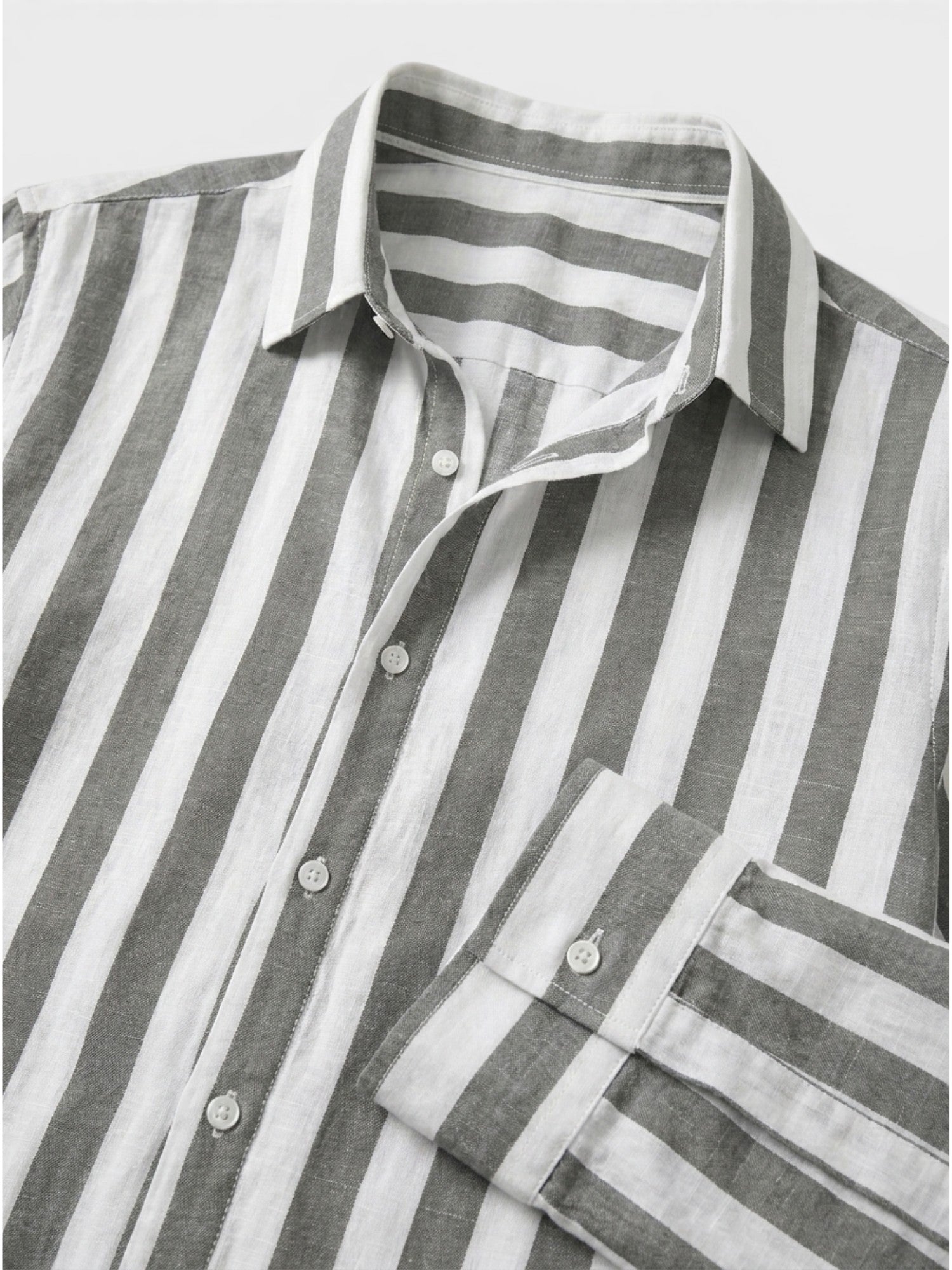 Men’s Linen Blend Striped Shirt Relaxed Summer Fit SnugBubs Australia