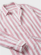 Men’s Linen Blend Striped Shirt Relaxed Summer Fit SnugBubs Australia