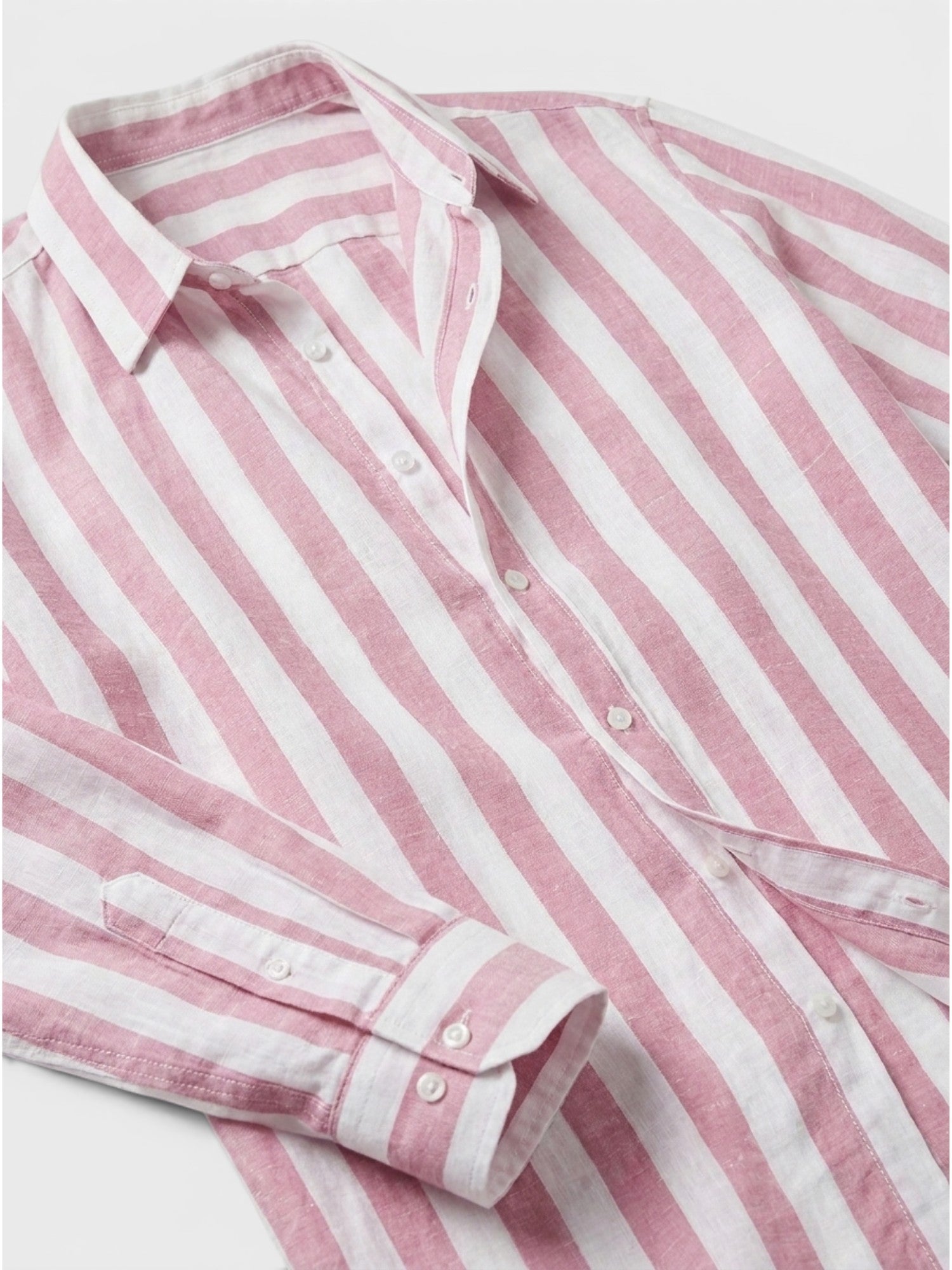 Men’s Linen Blend Striped Shirt Relaxed Summer Fit SnugBubs Australia