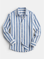 Men’s Linen Blend Striped Shirt Relaxed Summer Fit SnugBubs Australia