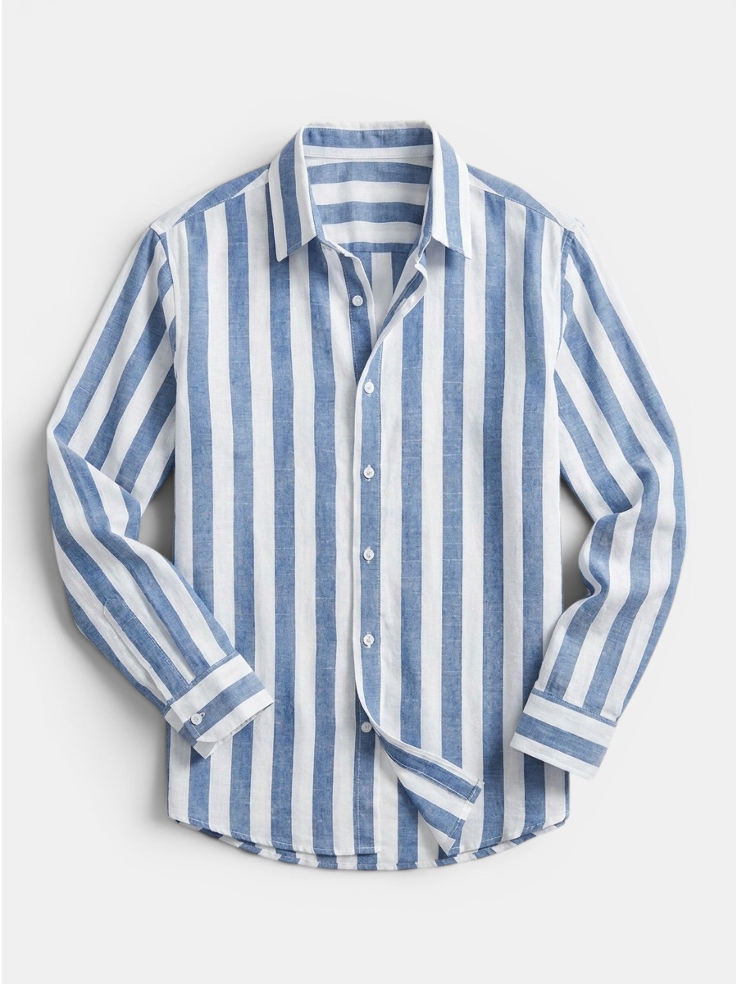 Men’s Linen Blend Striped Shirt Relaxed Summer Fit SnugBubs Australia