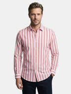 Men’s Linen Blend Striped Shirt Relaxed Summer Fit SnugBubs Australia