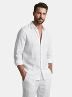 Men’s Linen Button Up Shirt Lightweight Summer Fit SnugBubs Australia