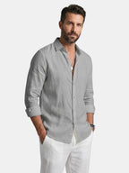 Men’s Linen Button Up Shirt Lightweight Summer Fit SnugBubs Australia