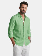 Men’s Linen Button Up Shirt Lightweight Summer Fit SnugBubs Australia