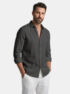 Men’s Linen Button Up Shirt Lightweight Summer Fit SnugBubs Australia