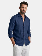 Men’s Linen Button Up Shirt Lightweight Summer Fit SnugBubs Australia