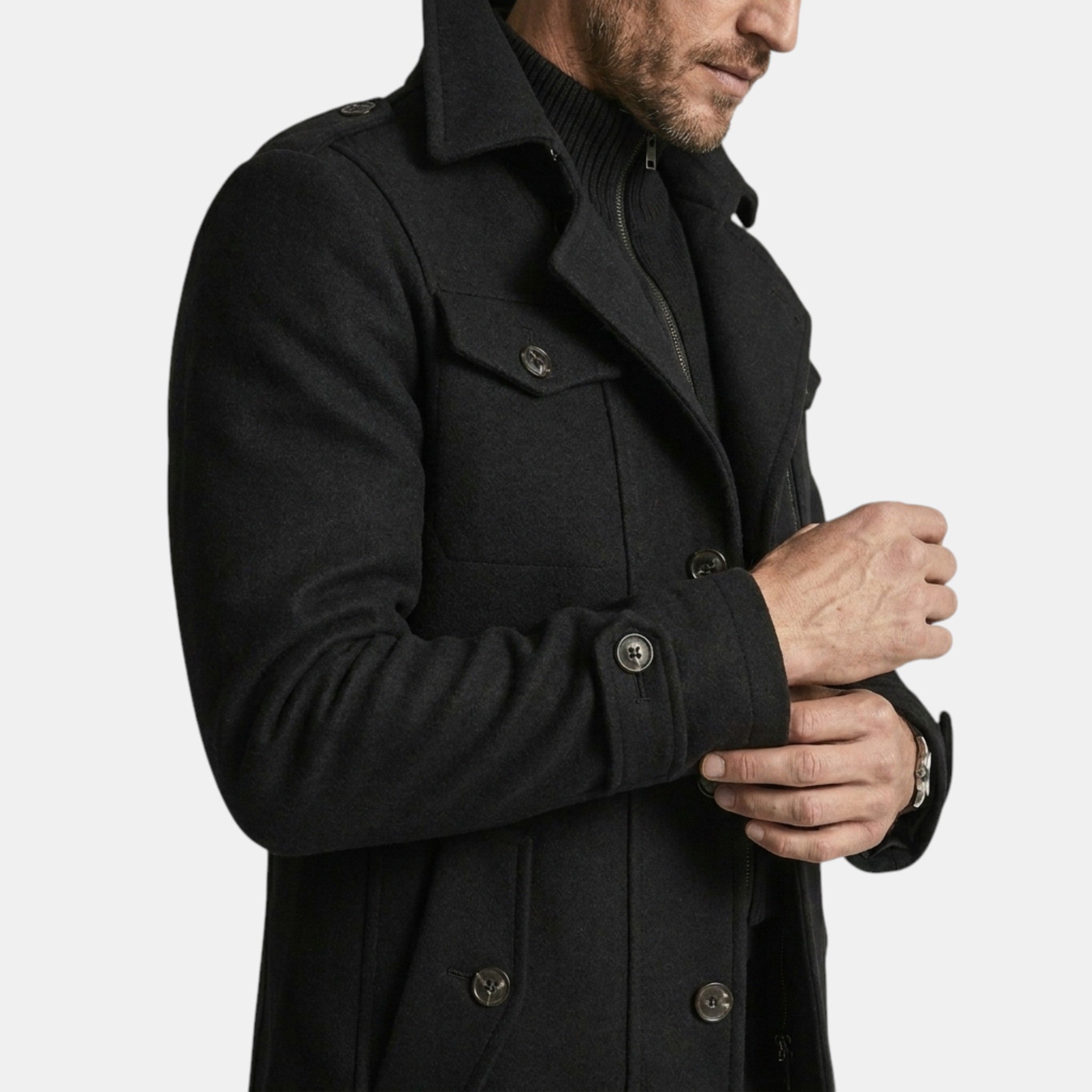 Men’s Luxury Wool Blend Overcoat Classic Tailored Fit SnugBubs Australia