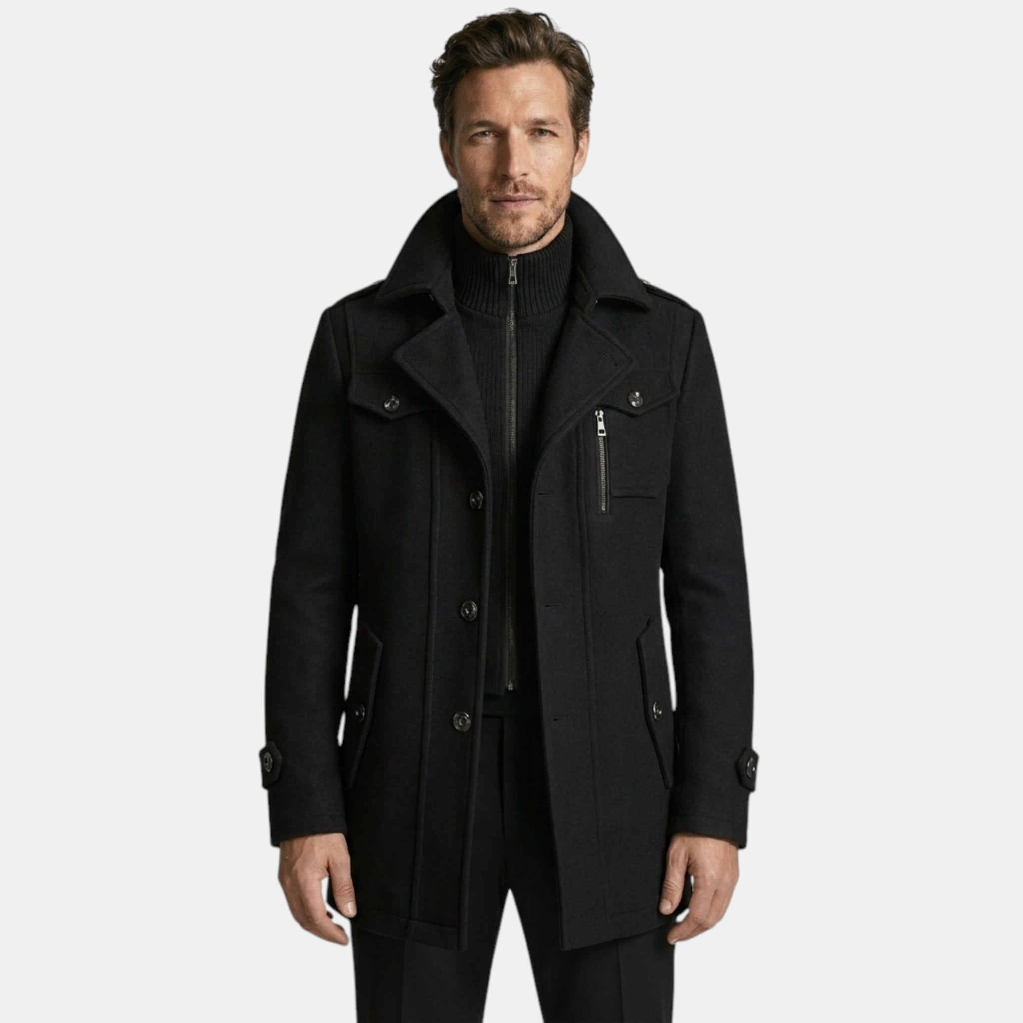 Men’s Luxury Wool Blend Overcoat Classic Tailored Fit SnugBubs Australia