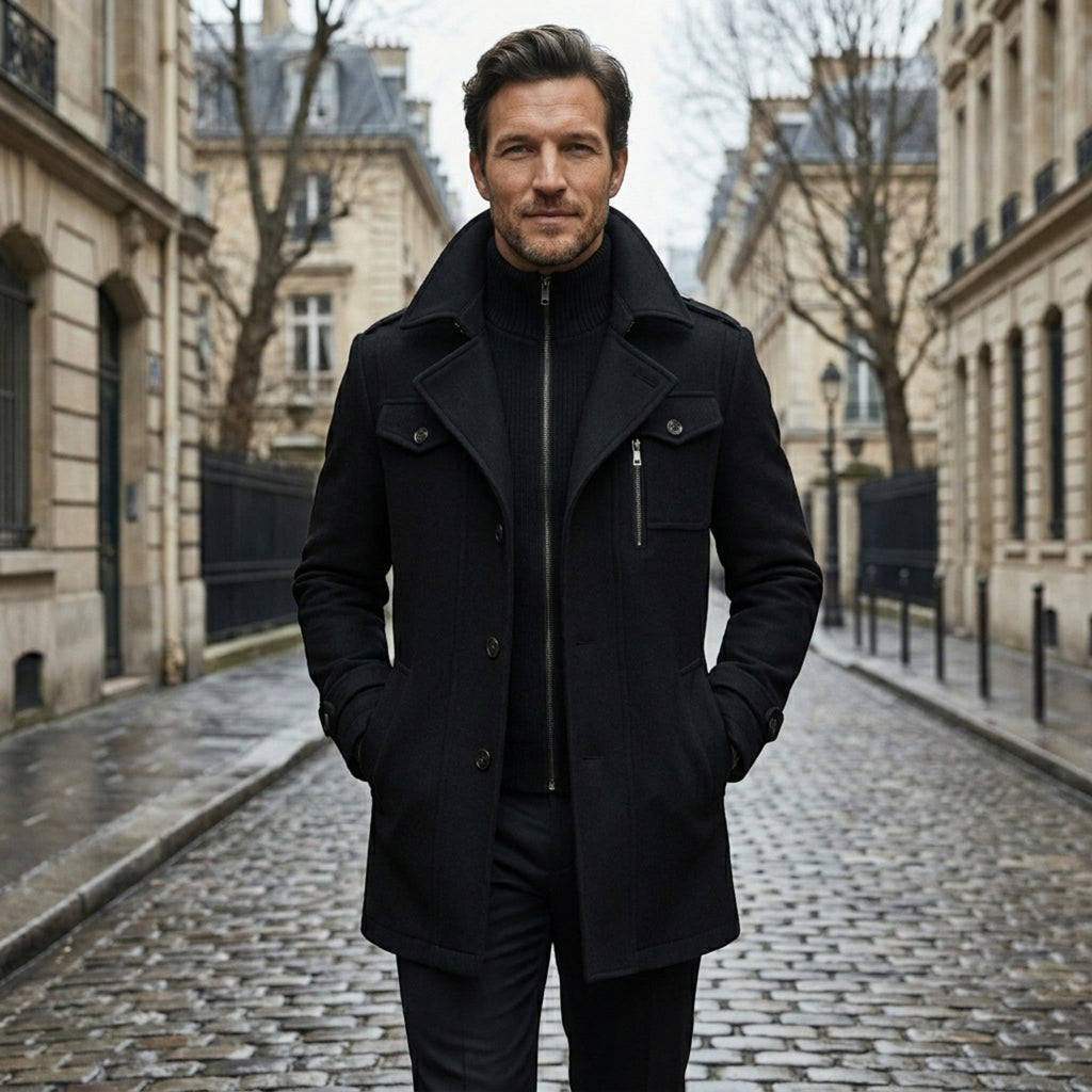Men’s Luxury Wool Blend Overcoat Classic Tailored Fit SnugBubs Australia