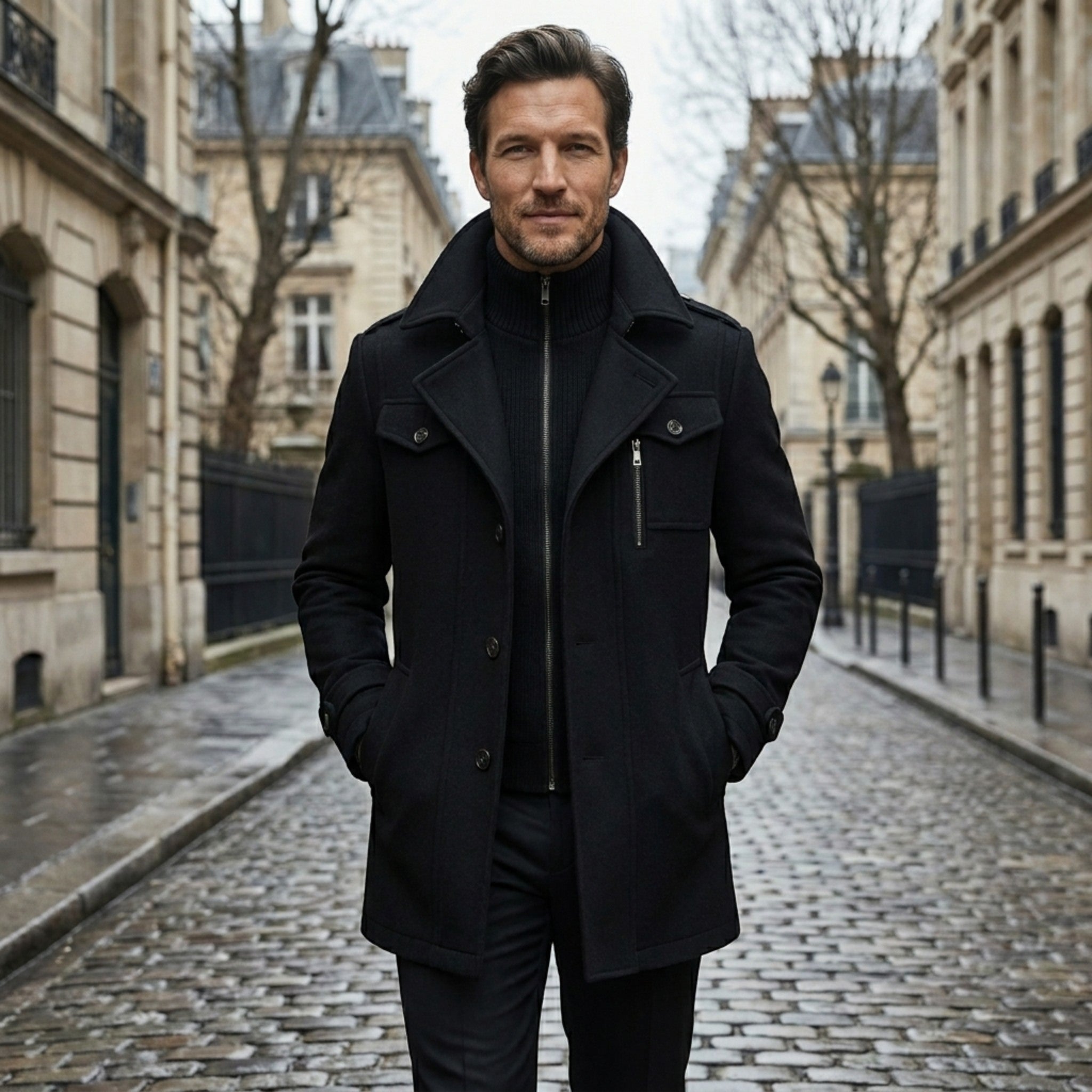 Men’s Luxury Wool Blend Overcoat Classic Tailored Fit SnugBubs Australia