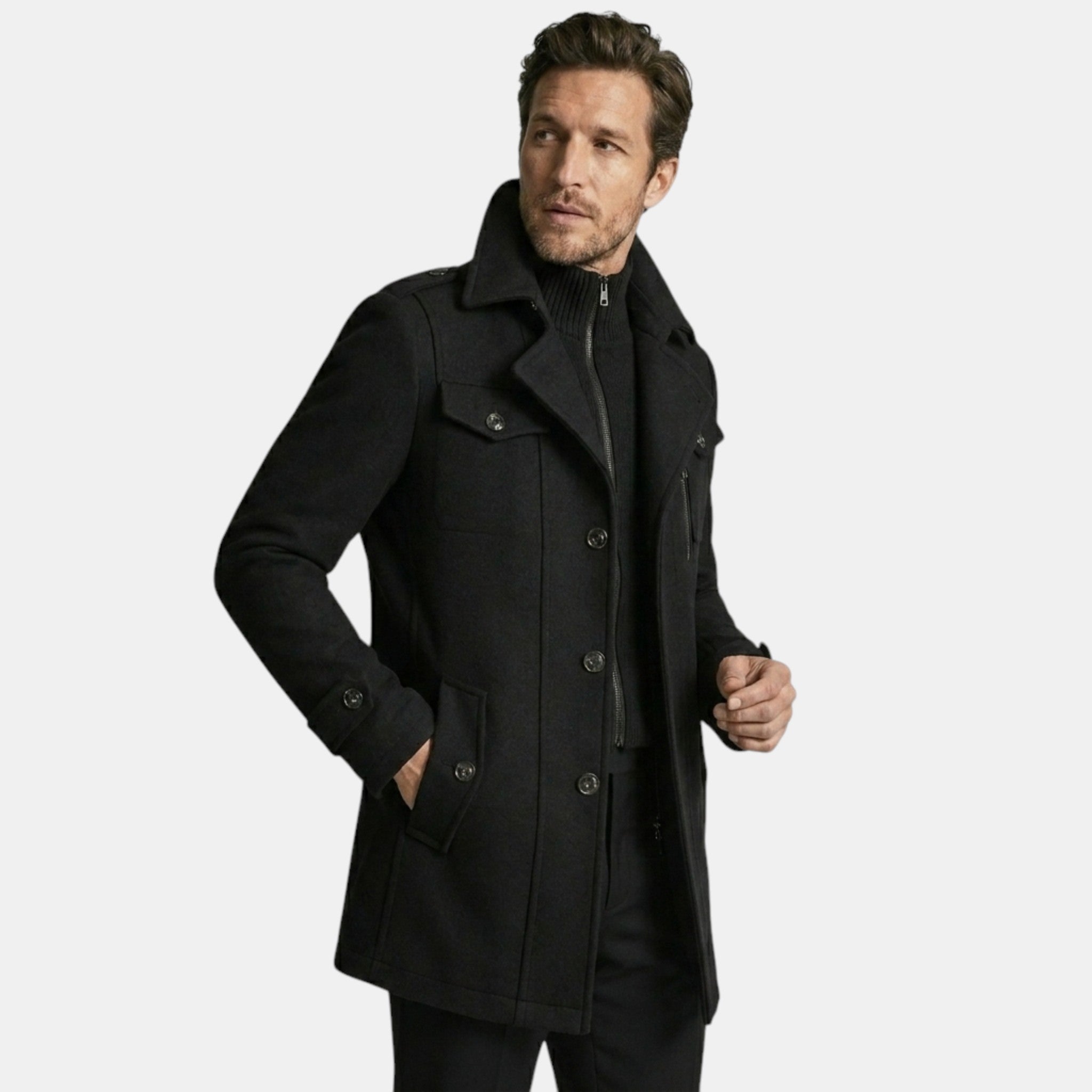 Men’s Luxury Wool Blend Overcoat Classic Tailored Fit SnugBubs Australia