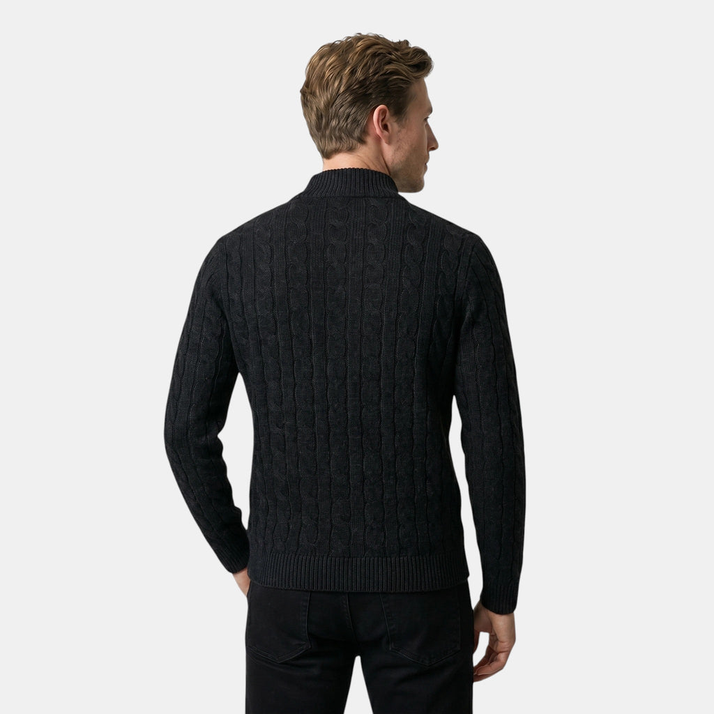Men’s Quarter Zip Knit Sweater Classic Cable Texture SnugBubs Australia