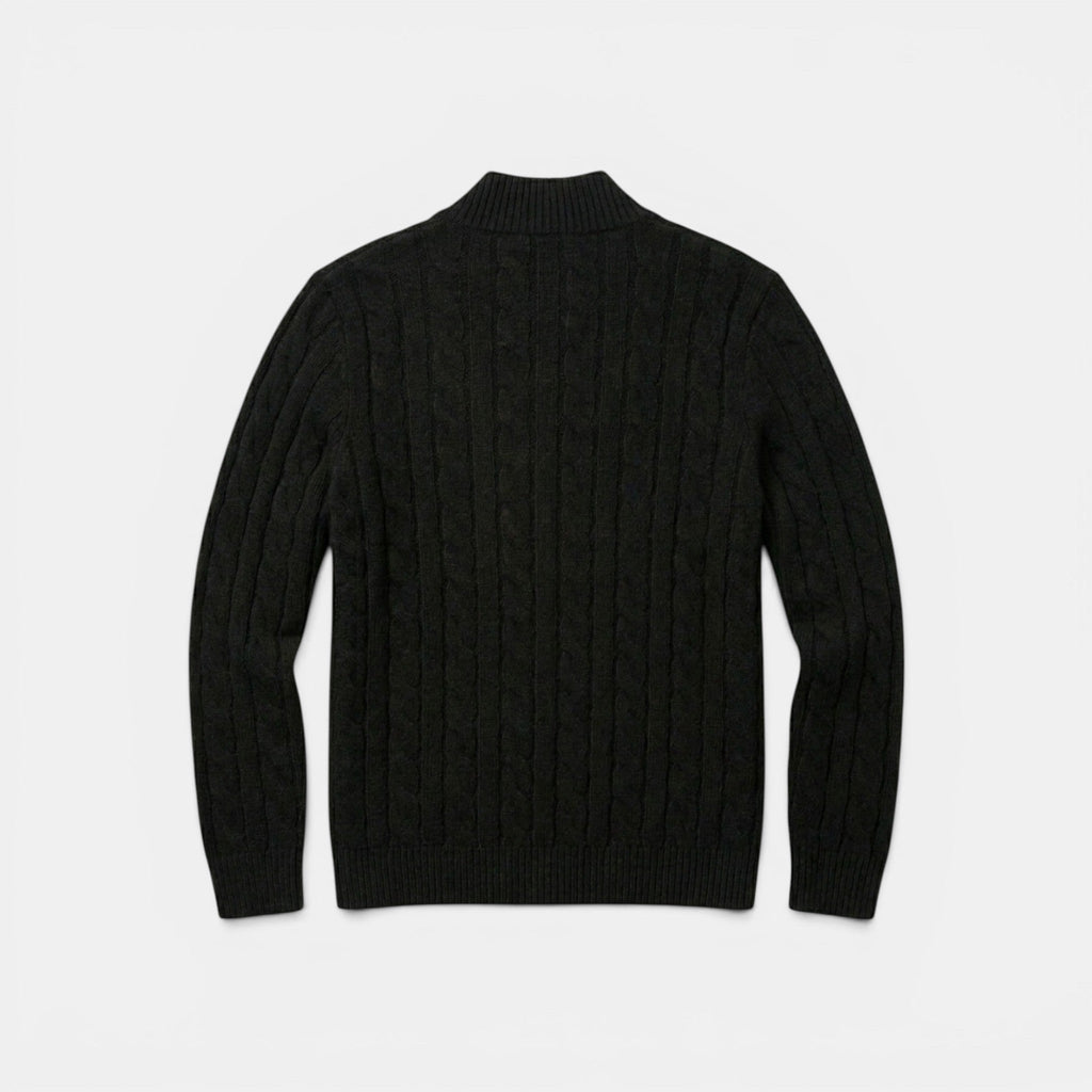 Men’s Quarter Zip Knit Sweater Classic Cable Texture SnugBubs Australia