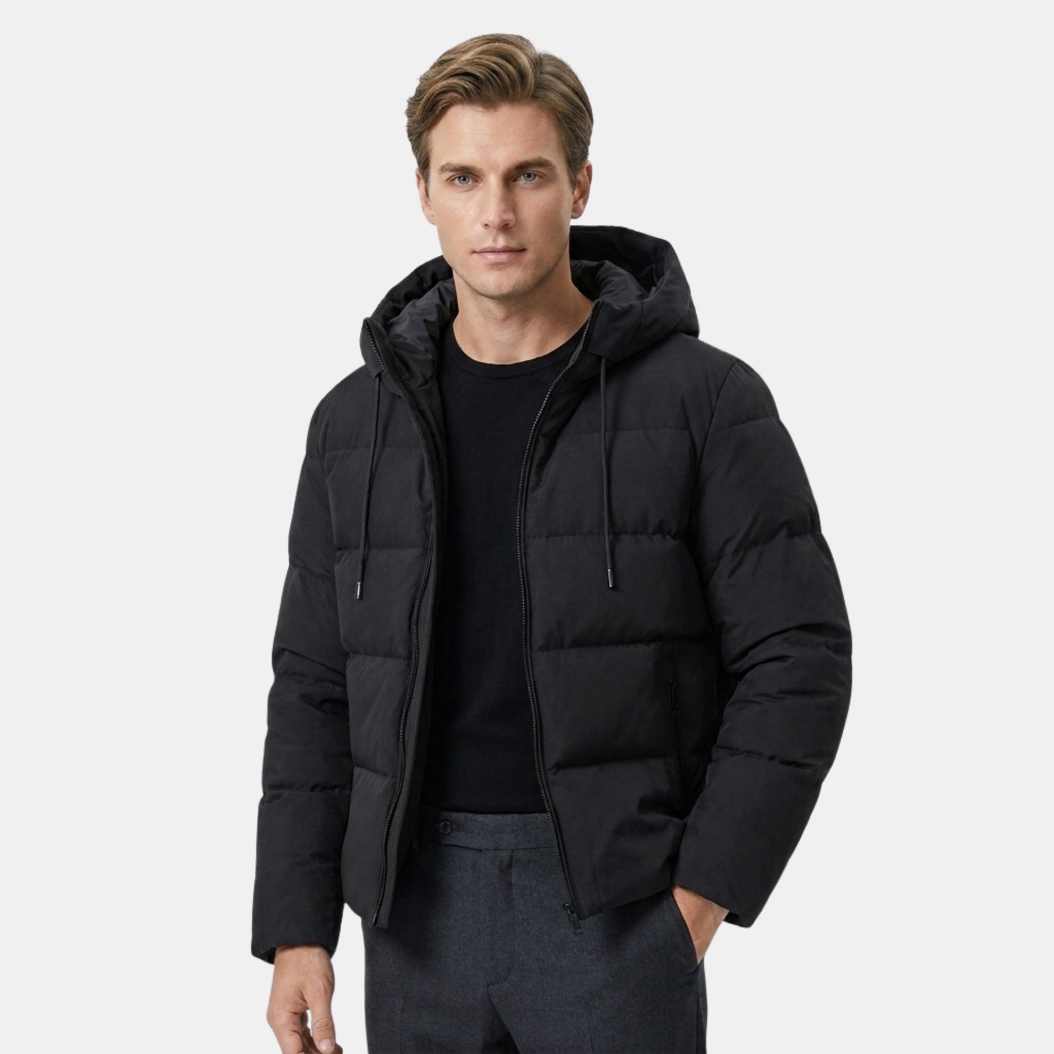 Men’s Quilted Puffer Jacket with Hood Lightweight Winter Coat SnugBubs Australia