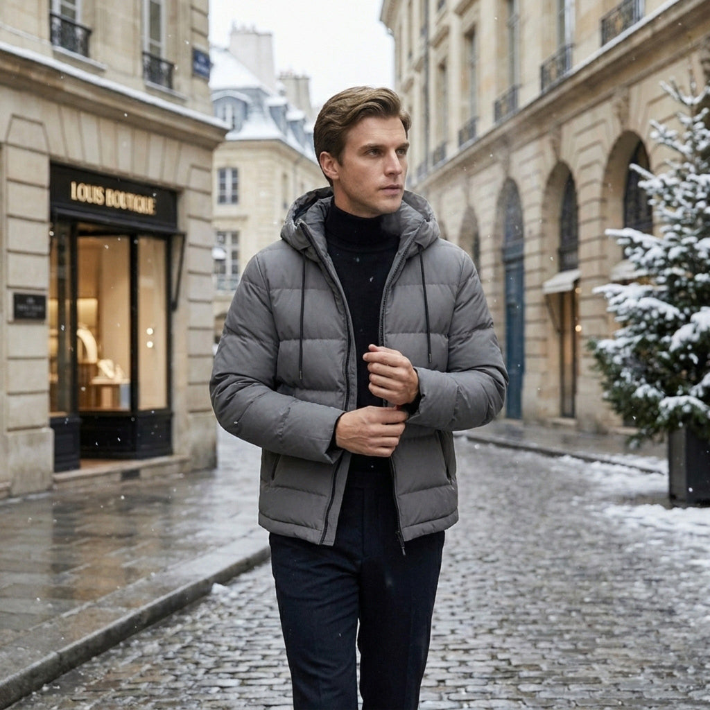 Men’s Quilted Puffer Jacket with Hood Lightweight Winter Coat SnugBubs Australia