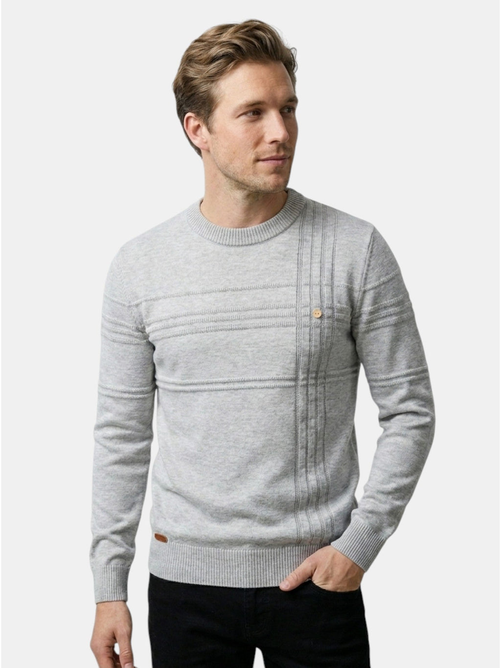 Men’s Soft Cotton Knit Sweater Classic Striped Pullover SnugBubs Australia