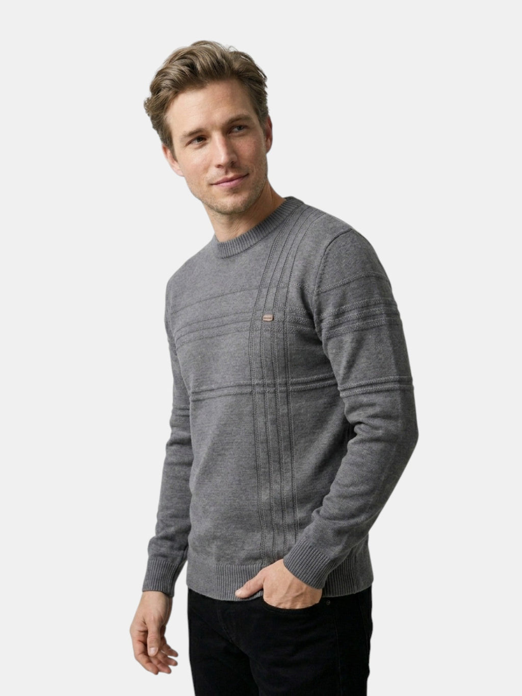Men’s Soft Cotton Knit Sweater Classic Striped Pullover SnugBubs Australia