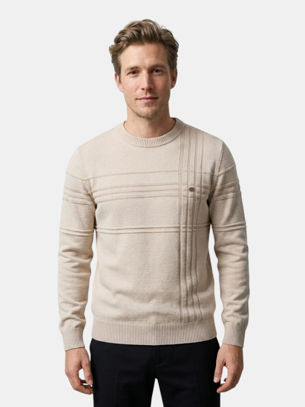 Men’s Soft Cotton Knit Sweater Classic Striped Pullover SnugBubs Australia