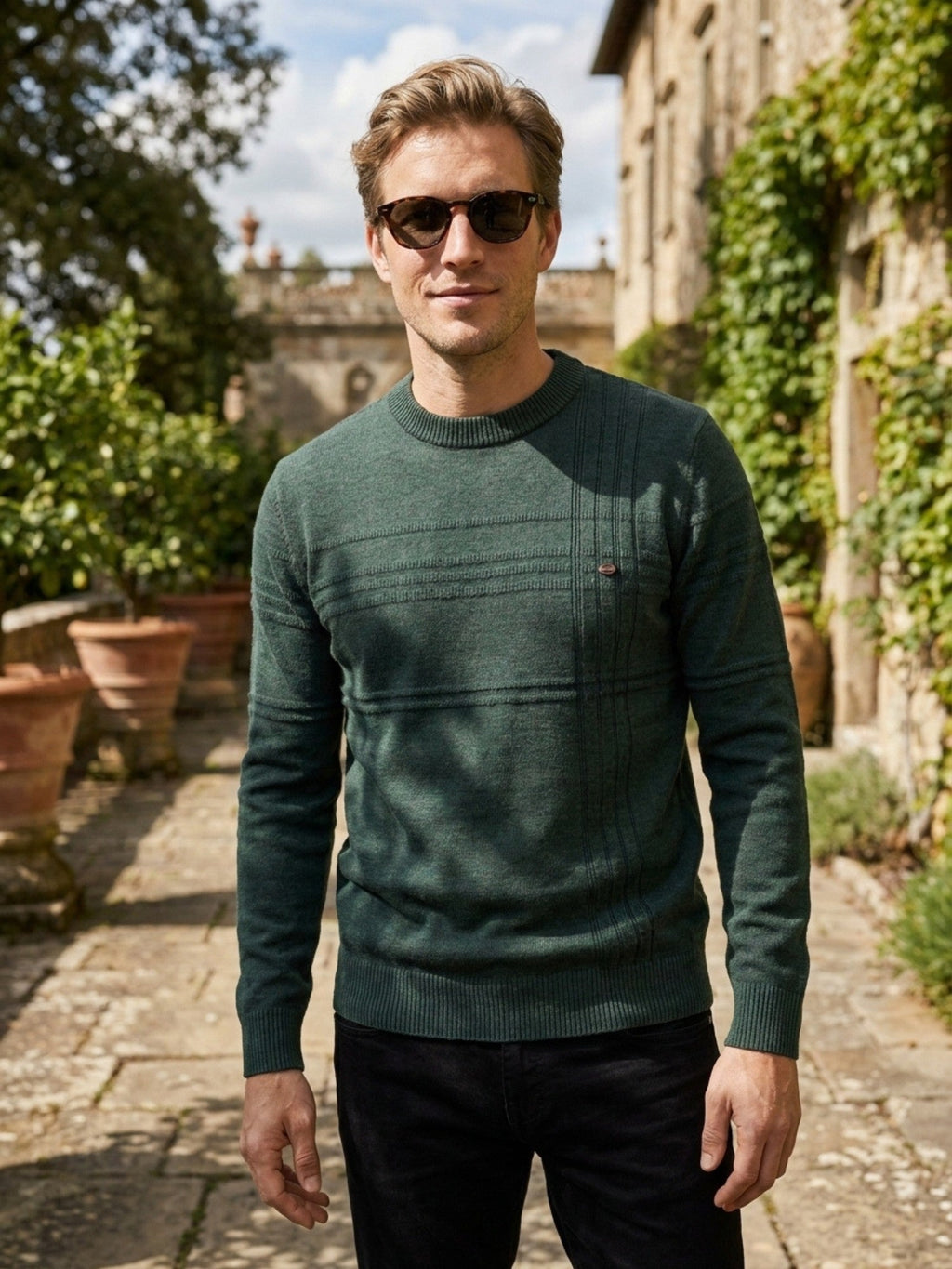 Men’s Soft Cotton Knit Sweater Classic Striped Pullover SnugBubs Australia