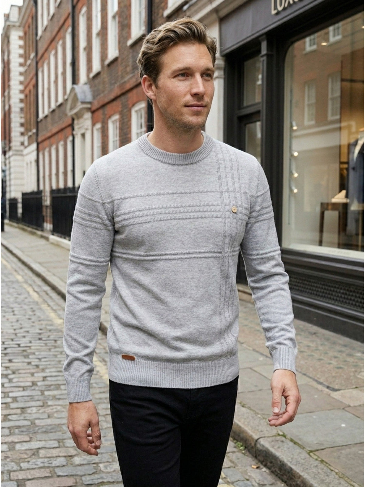 Men’s Soft Cotton Knit Sweater Classic Striped Pullover SnugBubs Australia