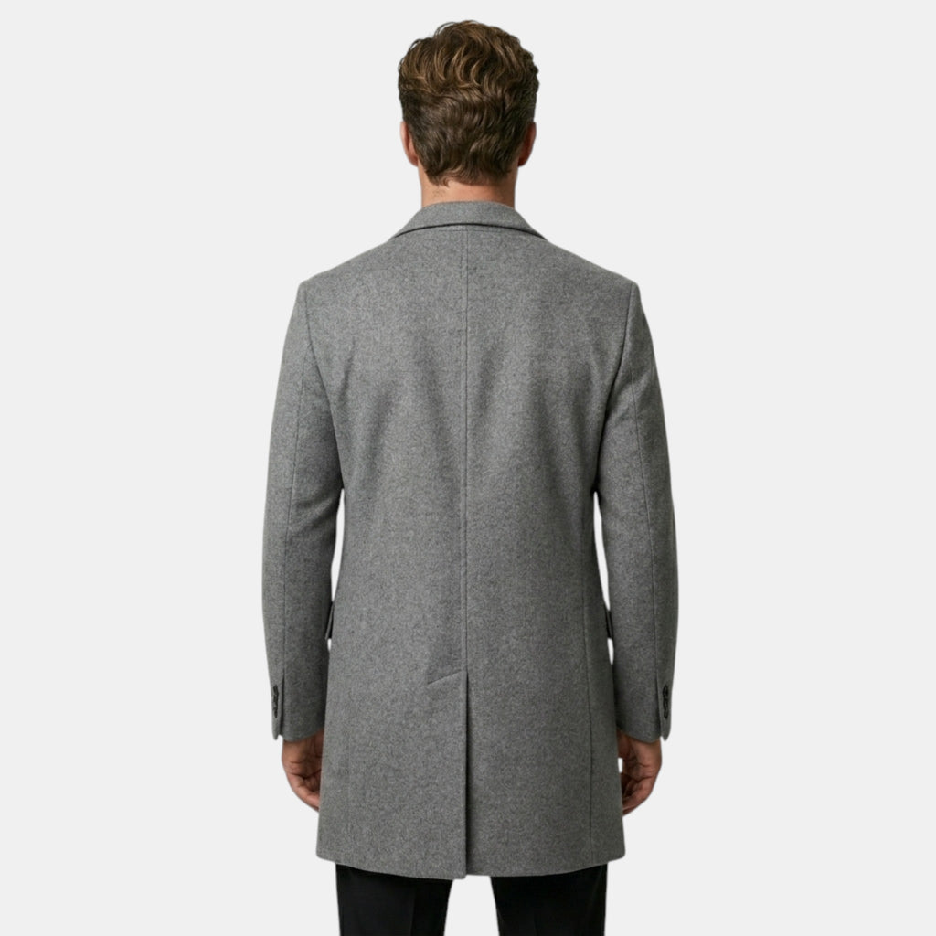 Men’s Wool Blend Coat Tailored Gray Winter Overcoat SnugBubs Australia