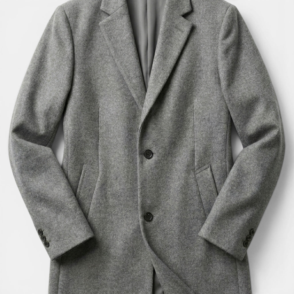 Men’s Wool Blend Coat Tailored Gray Winter Overcoat SnugBubs Australia