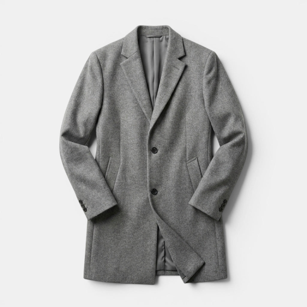 Men’s Wool Blend Coat Tailored Gray Winter Overcoat SnugBubs Australia