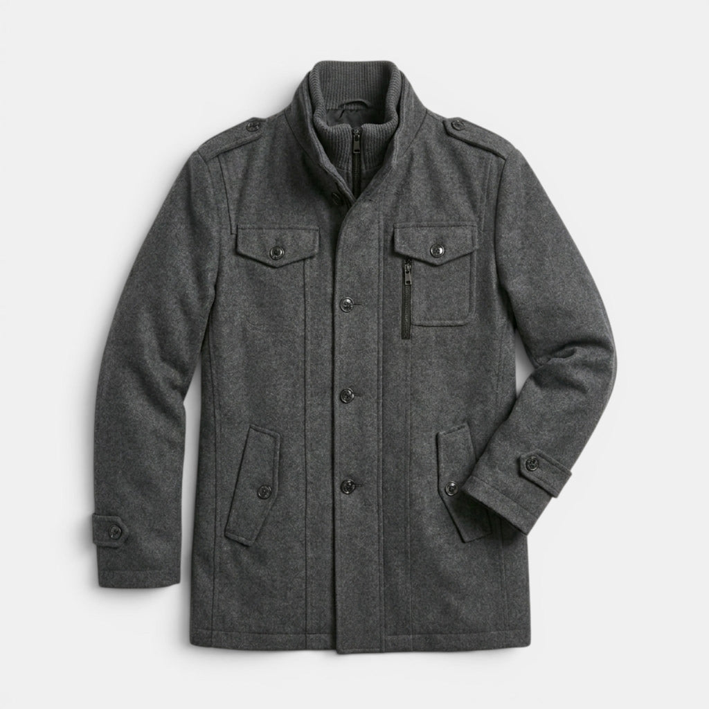 Men’s Wool Cashmere Overcoat Tailored Gray Winter Coat SnugBubs Australia