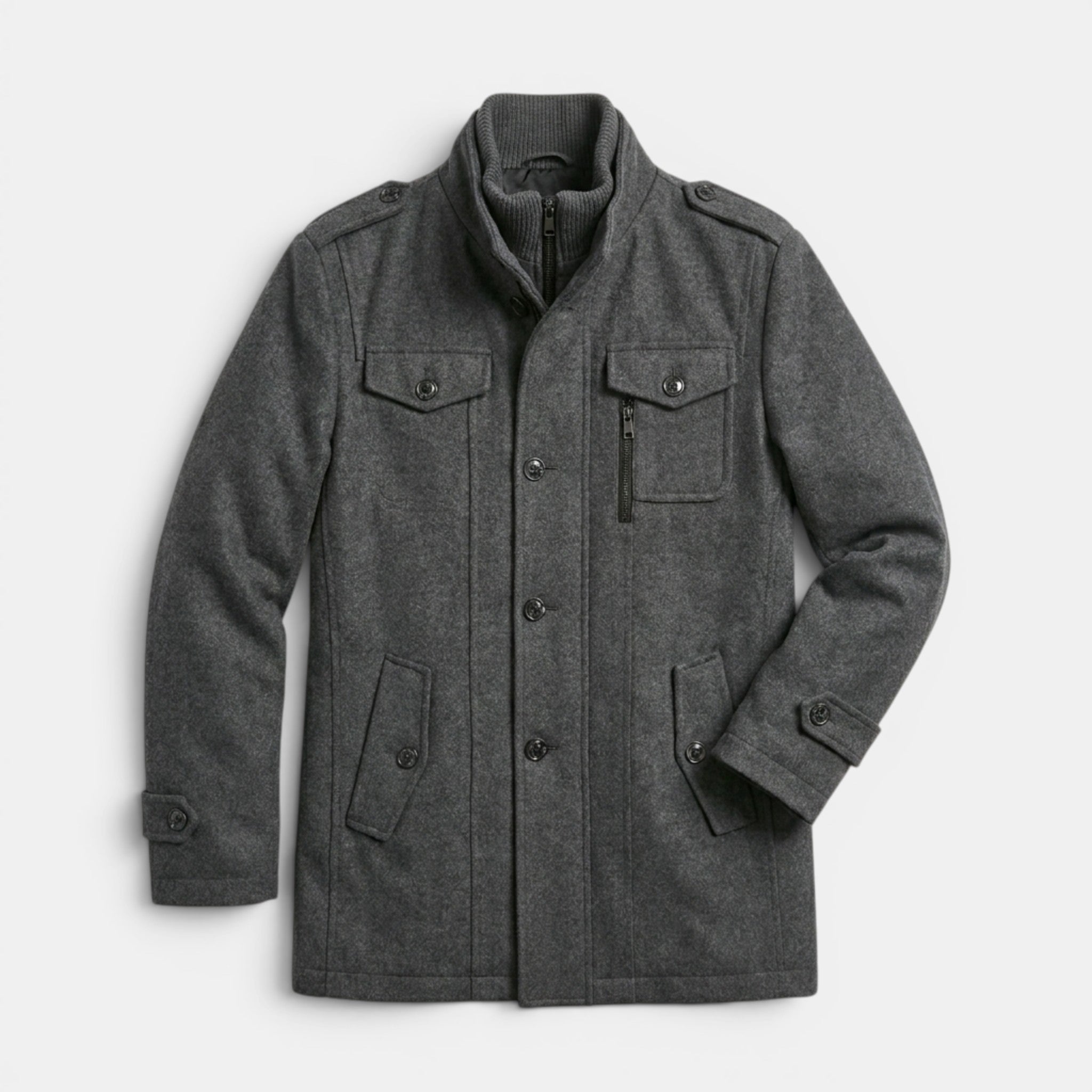 Men’s Wool Cashmere Overcoat Tailored Gray Winter Coat SnugBubs Australia