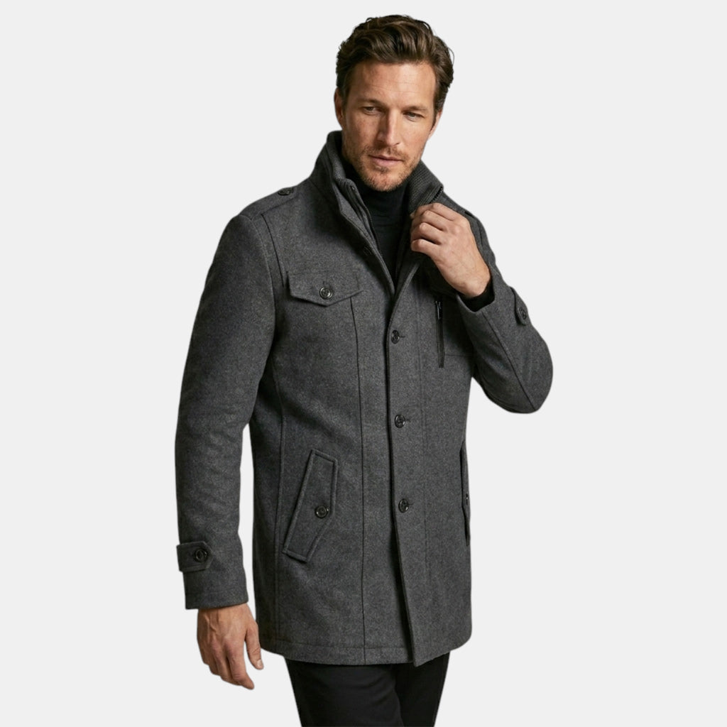 Men’s Wool Cashmere Overcoat Tailored Gray Winter Coat SnugBubs Australia