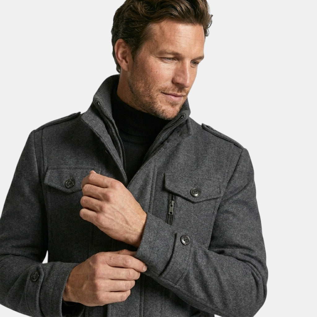 Men’s Wool Cashmere Overcoat Tailored Gray Winter Coat SnugBubs Australia