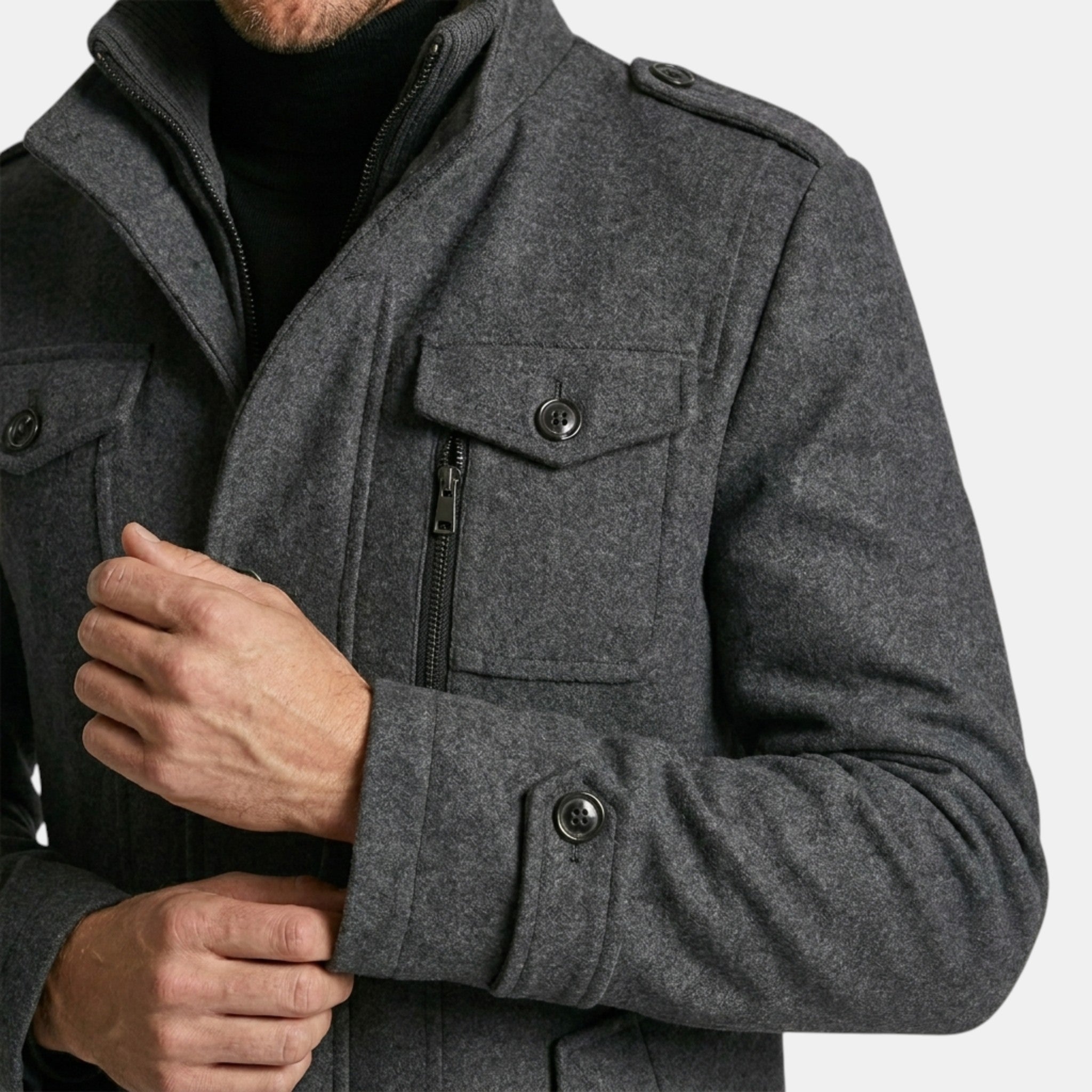 Men’s Wool Cashmere Overcoat Tailored Gray Winter Coat SnugBubs Australia