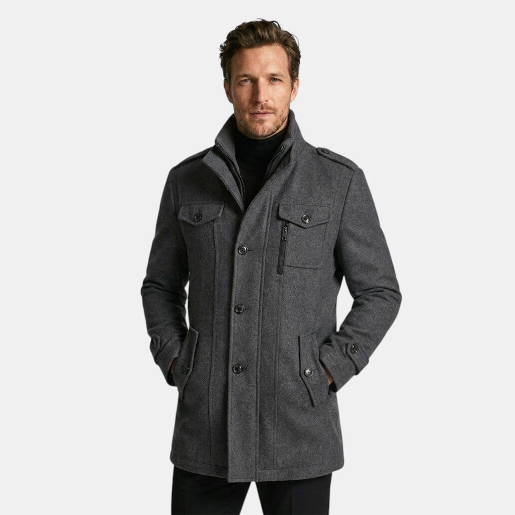 Men’s Wool Cashmere Overcoat Tailored Gray Winter Coat SnugBubs Australia