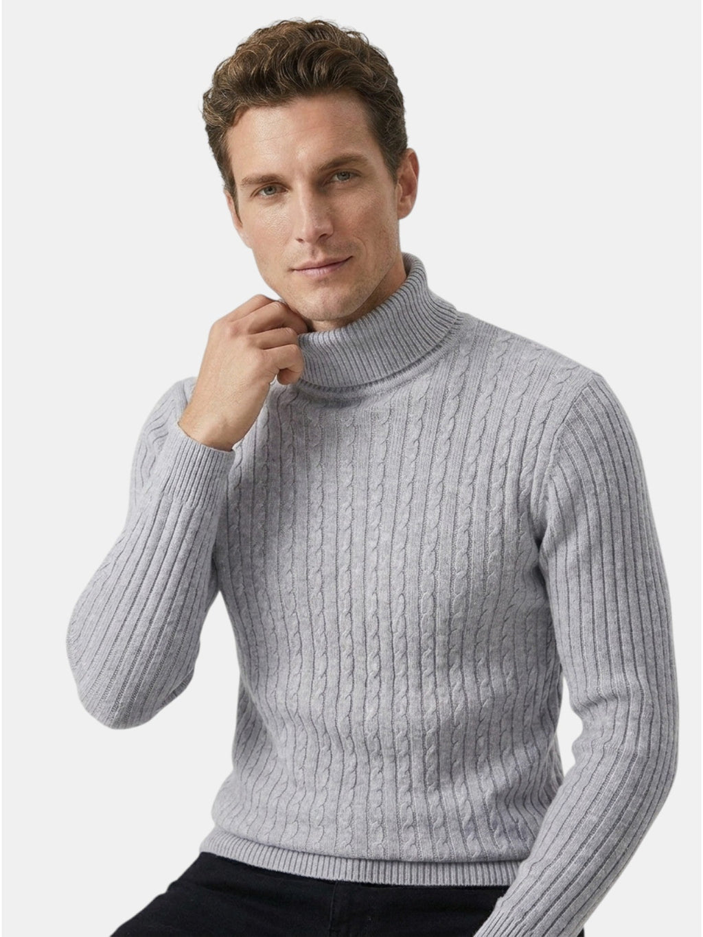 Men’s Wool Turtleneck Sweater Warm Ribbed Knit Pullover SnugBubs Australia