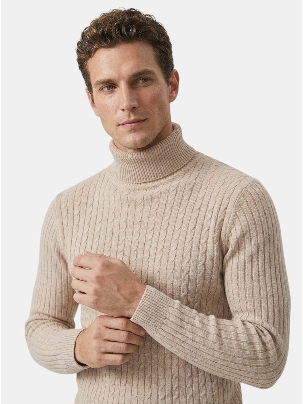 Men’s Wool Turtleneck Sweater Warm Ribbed Knit Pullover SnugBubs Australia