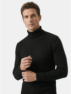 Men’s Wool Turtleneck Sweater Warm Ribbed Knit Pullover SnugBubs Australia