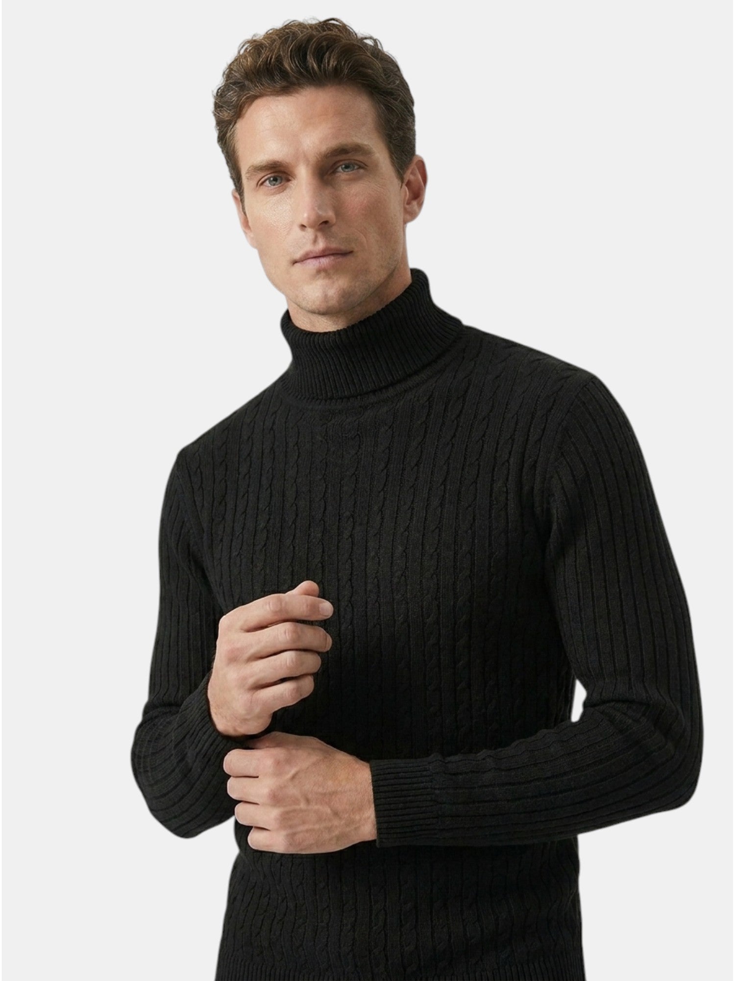 Men’s Wool Turtleneck Sweater Warm Ribbed Knit Pullover SnugBubs Australia