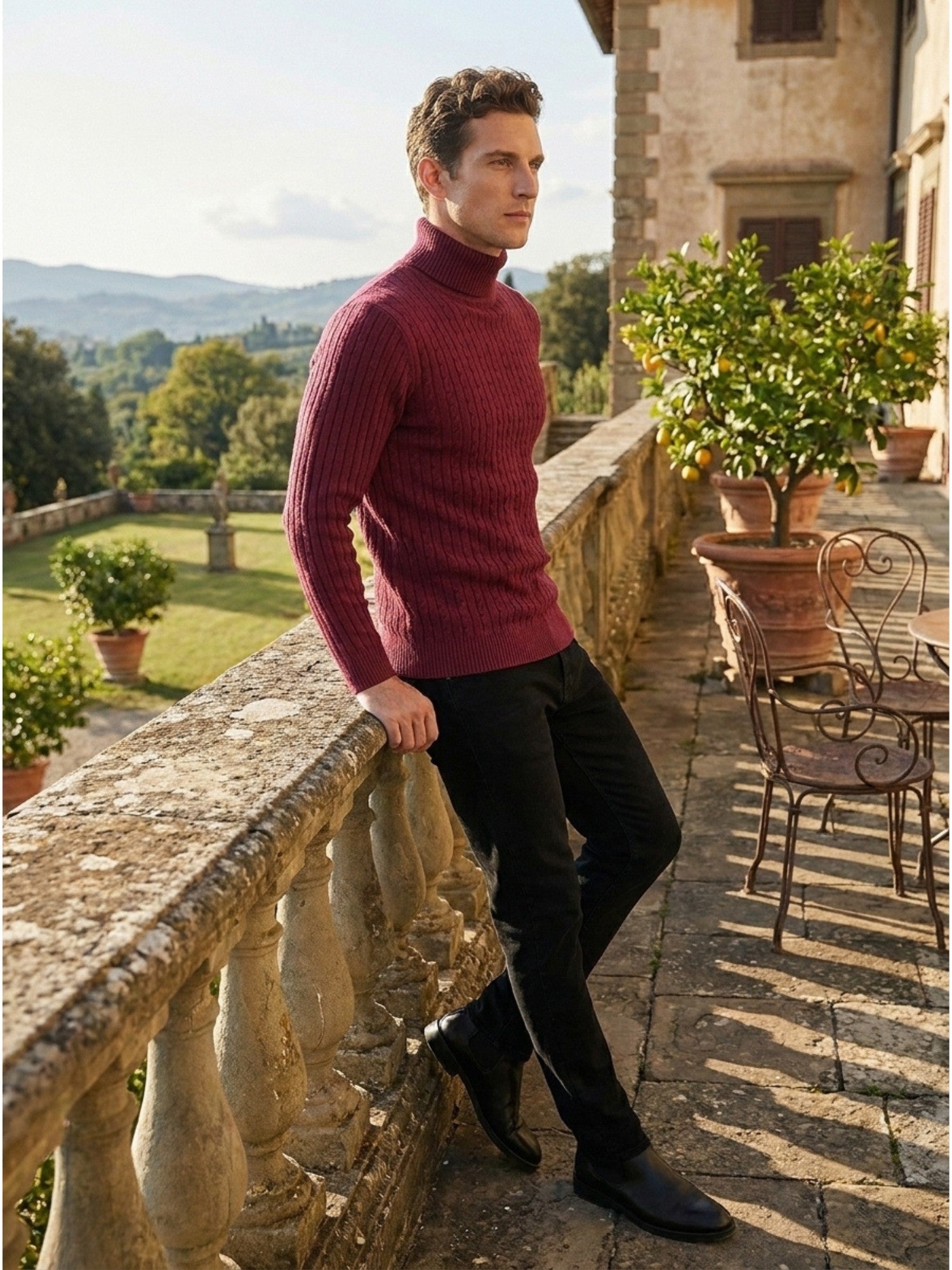 Men’s Wool Turtleneck Sweater Warm Ribbed Knit Pullover SnugBubs Australia