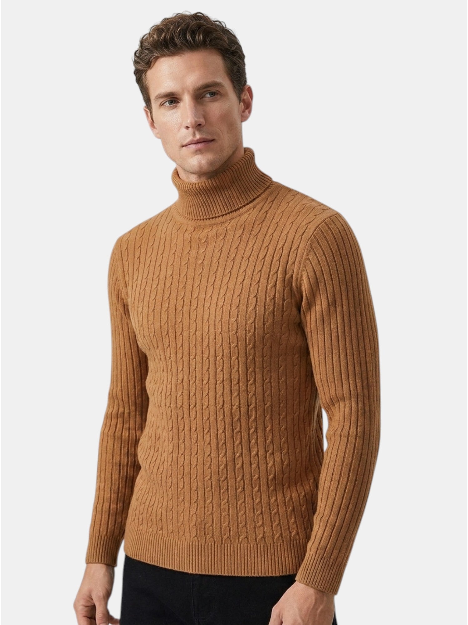Men’s Wool Turtleneck Sweater Warm Ribbed Knit Pullover SnugBubs Australia