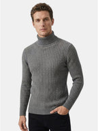 Men’s Wool Turtleneck Sweater Warm Ribbed Knit Pullover SnugBubs Australia