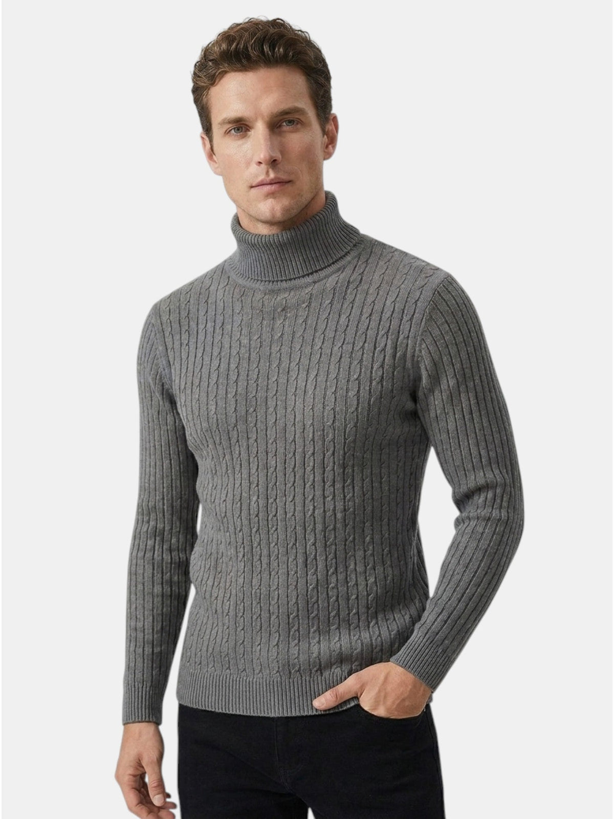 Men’s Wool Turtleneck Sweater Warm Ribbed Knit Pullover SnugBubs Australia
