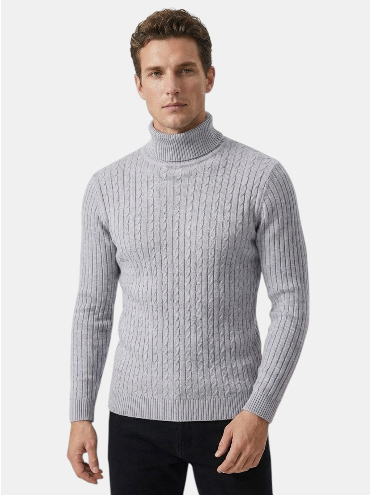 Men’s Wool Turtleneck Sweater Warm Ribbed Knit Pullover SnugBubs Australia