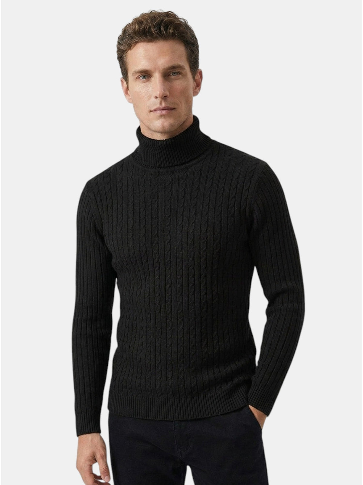 Men’s Wool Turtleneck Sweater Warm Ribbed Knit Pullover SnugBubs Australia