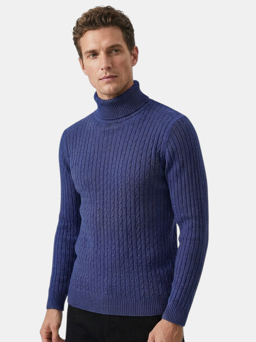 Men’s Wool Turtleneck Sweater Warm Ribbed Knit Pullover SnugBubs Australia