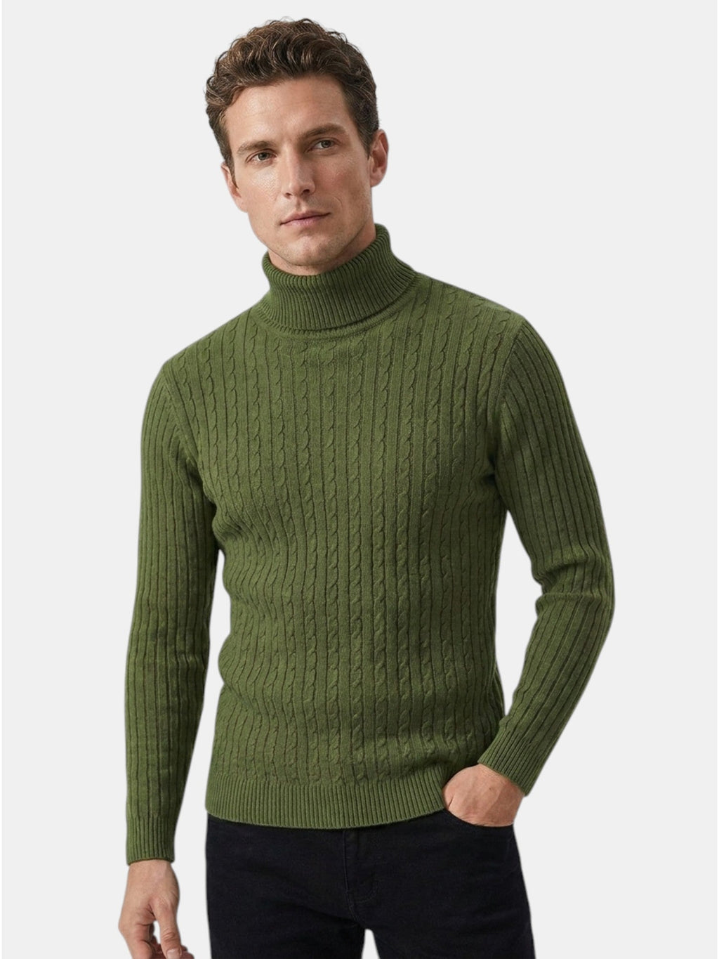 Men’s Wool Turtleneck Sweater Warm Ribbed Knit Pullover SnugBubs Australia