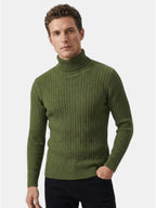 Men’s Wool Turtleneck Sweater Warm Ribbed Knit Pullover SnugBubs Australia