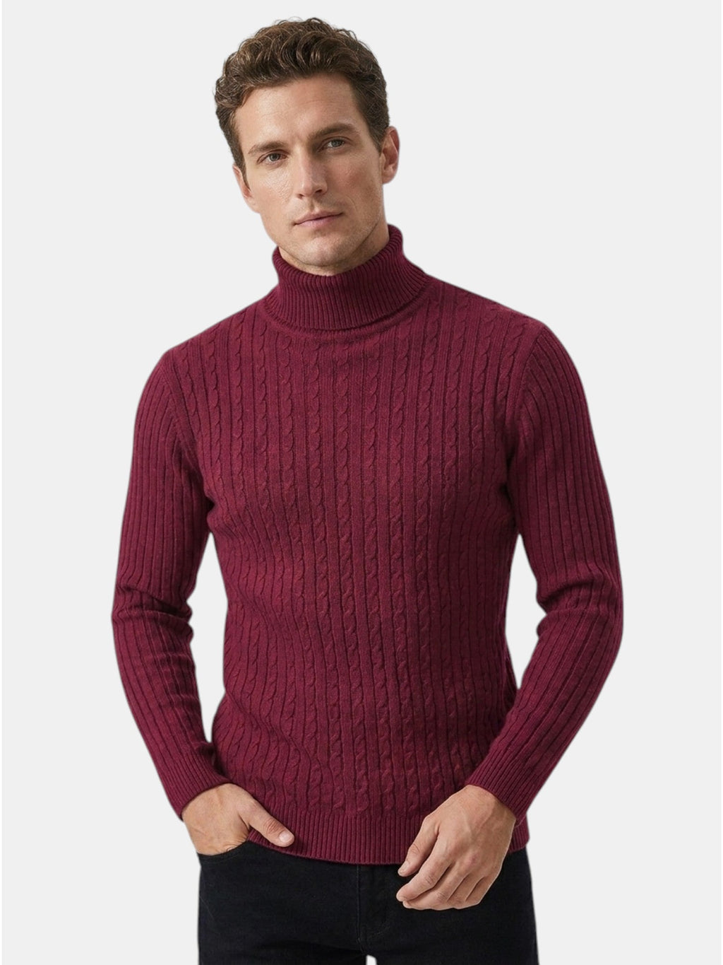 Men’s Wool Turtleneck Sweater Warm Ribbed Knit Pullover SnugBubs Australia